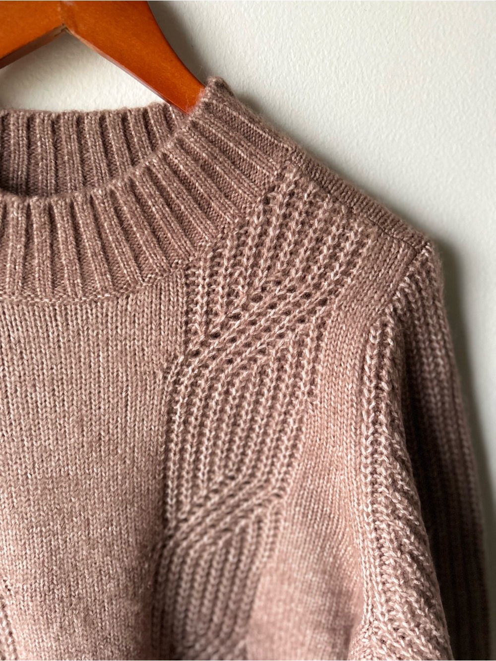 LOFT Outlet Petite Brown Cable Knit Mock Neck Sweater LP - Picture 3 of 9
